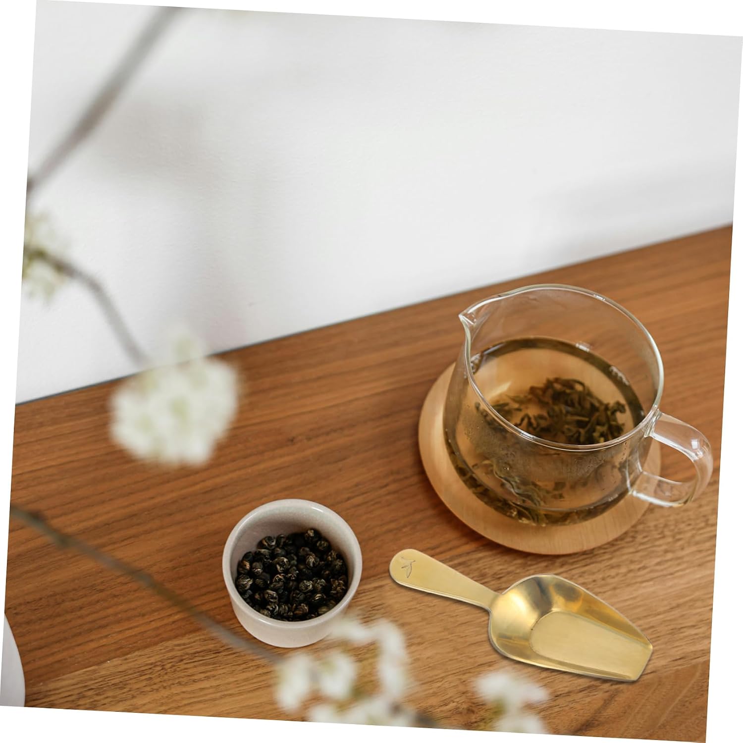 ULTECHNOVO 2pcs Brass Mini Tea Scoop Compact Multi Function Tea Spoons Powder Sugar Spices Baking Condiments Safe Resistant Accessories