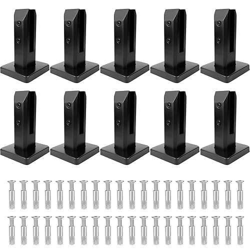 Miniatura 9 de LukLoy SS2205 - Espiga de vidrio para valla de piscina de grado marino, soporte de abrazadera de barandilla de vidrio negro mate para barandilla de