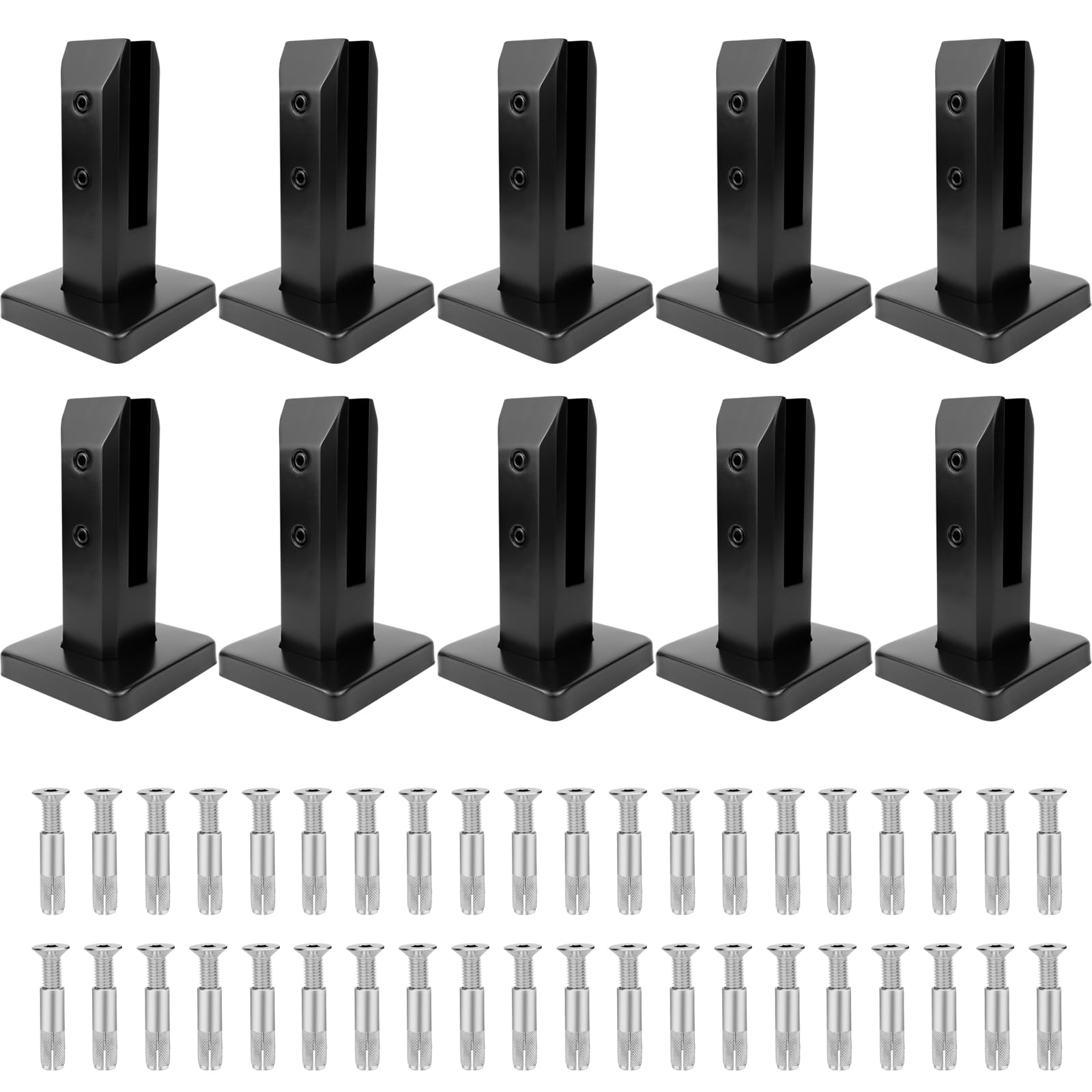 Marine Grade SS2205 Glass Pool Fence Spigot, Matte Black Railing Clamp Bracket for Deck Balcony Glass Railing Balustrade Handrail, by LukLoy (SS2205 (GW=3.52lb, NW=2.75lb), Pack of 10)