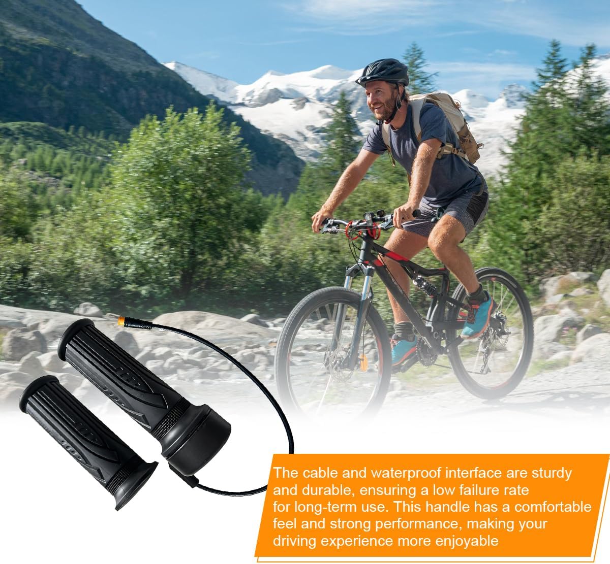 HZEL Ebike Throttle Grip, 1 Pair 20X 3 Pin Waterproof Electric Bicycle Full Twist Throttle Accelerator Handlebar Grip, Scooter Speed Controller Handle, Universal for E-Bike Motorcycle