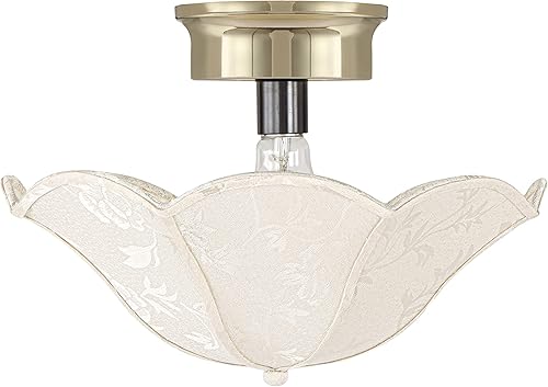 Miniatura 4 de Aspen Creative 52003, pantalla de techo de transición con clip de cúpula dura, tela texturizada jacquard marfil, parte superior de 13 pulgadas x 13