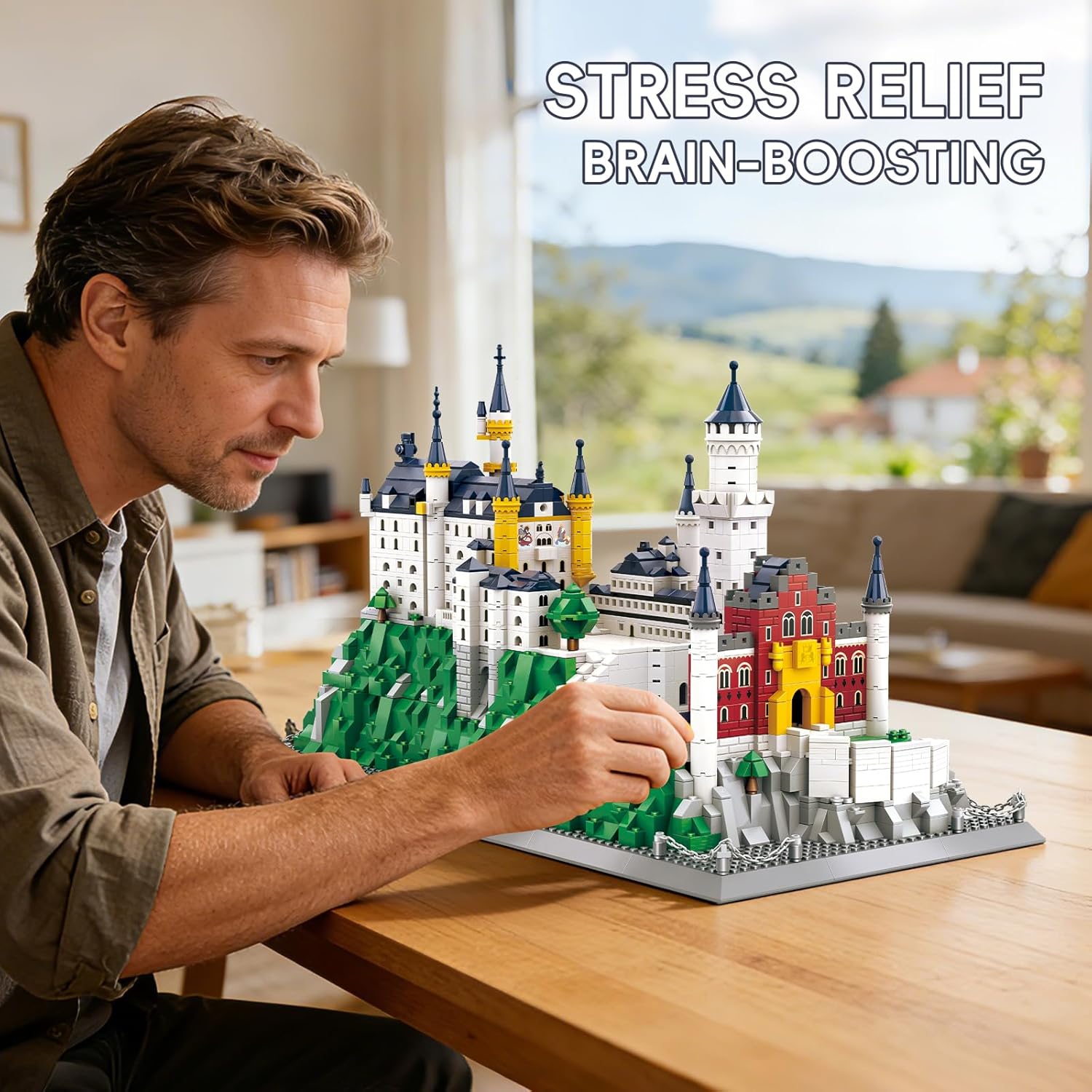 Neuschwanstein Castle Architecture Building Set 1969 Pcs Large German Bavaria Landmark Model Kit for Adults Collectible World Famous Building Construction Project DIY Home Decor Display Gift