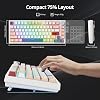 Custom Gaming Keyboard 75 Percent Hot-Swap Wired Mechanical RGB Keyboard with Seal and Sound Absorbing Pads Programmable American QWERTY V400 Soy Milk