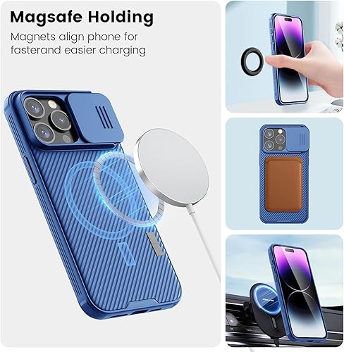 Miniatura 3 de Nillkin Funda magnética para iPhone 15 Pro Max, compatible con MagSafe, funda deslizante para cámara, funda protectora delgada para iPhone 15 Pro