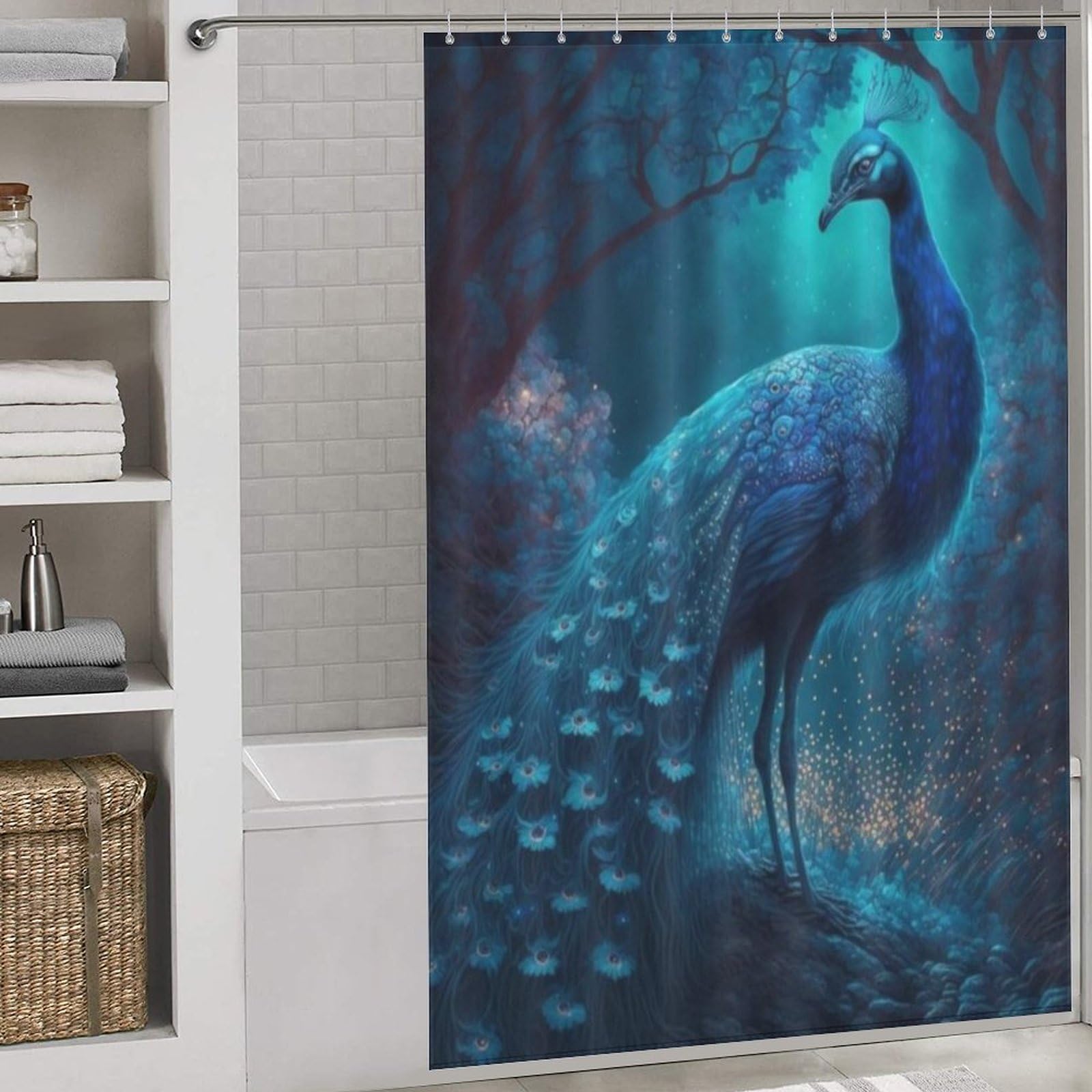 Rideau de douche en polyester anti-moisissure pour salle de bain