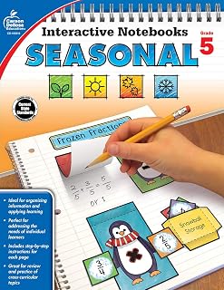 Carson Dellosa Seasonal Interactive Notebooks, Fall, Winter, Spring, and Summer Reproducible 5th Grade Math, History, Science, Vocabulary, Reading Comprehension Activities and Crafts