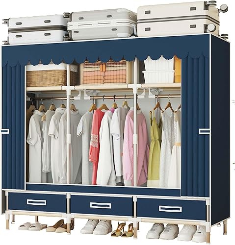 Armario portátil duradero y fácil de montar, resistente con cubierta de tela no tejida, lo mejor para dormitorio y fácil almacenamiento y