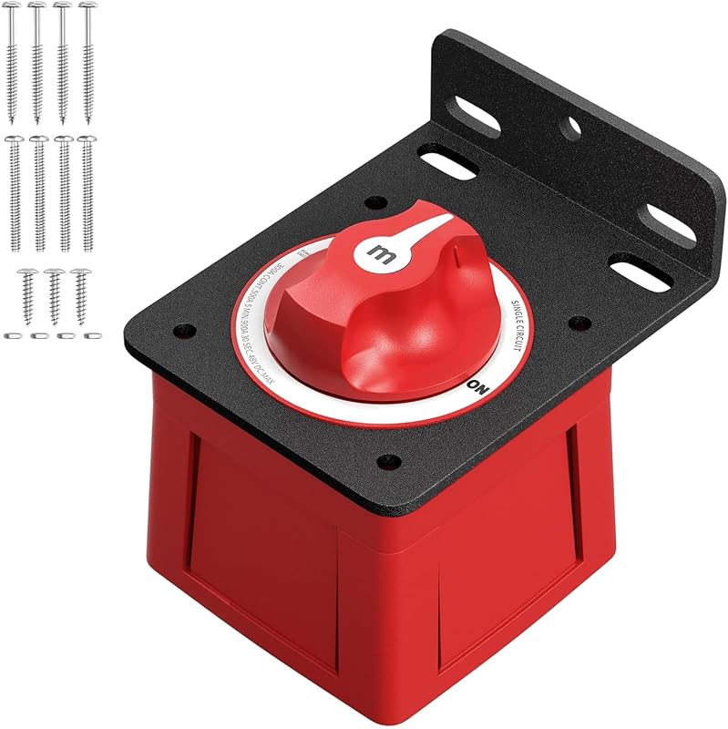 Battery Disconnect Switch 12-48v 300a with Mounting Bracket, Marine Battery Switch for Boat Rv Truck Car Solar System, Ignition Protected Battery Cut Off Switch