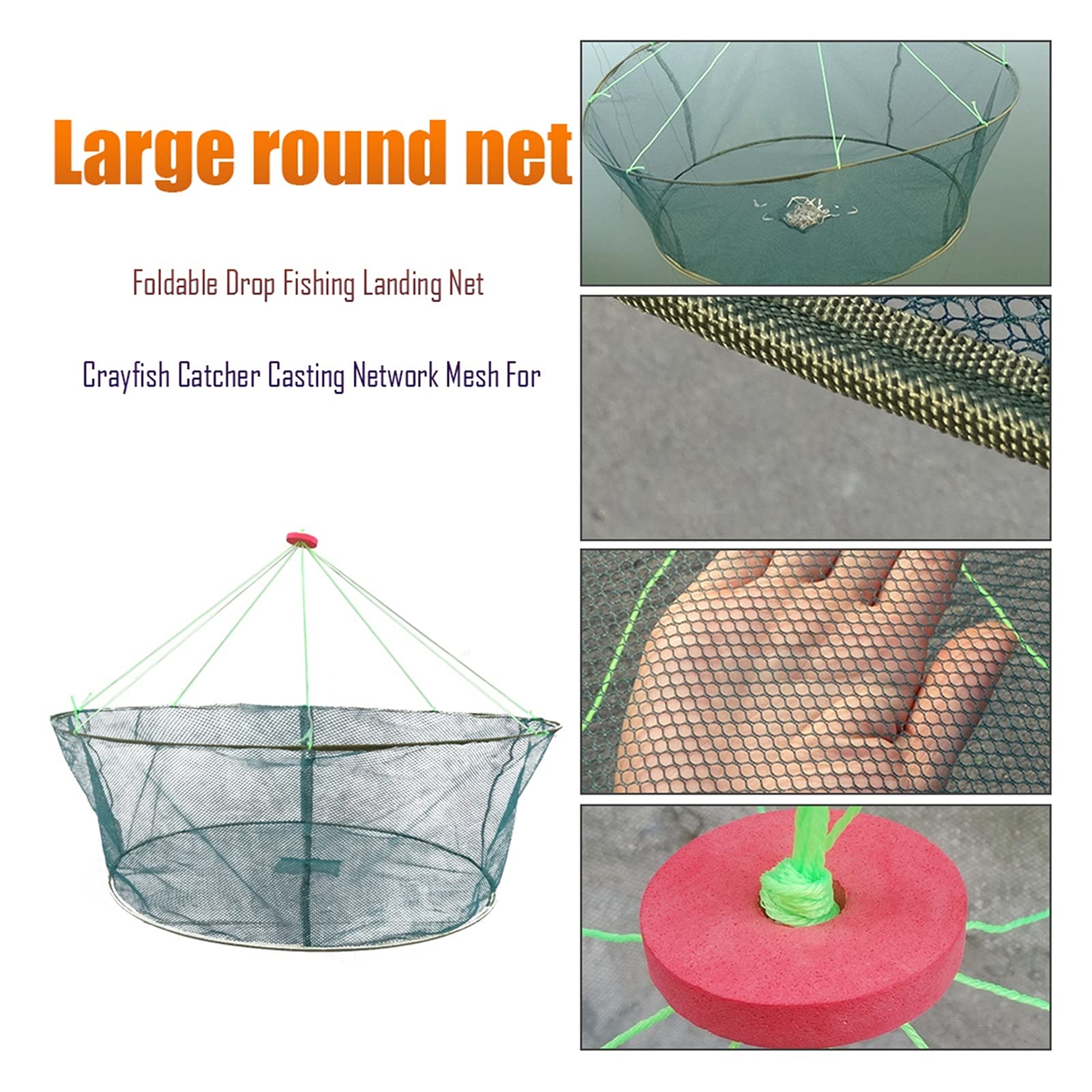 Liudan Epuisette de Pêche Piège de pêche Pliable Net Crabe crevette Cage Cage de Poisson de Poisson extérieur réseaux Maille Portable de pêche Facile Accessoires de Pêche