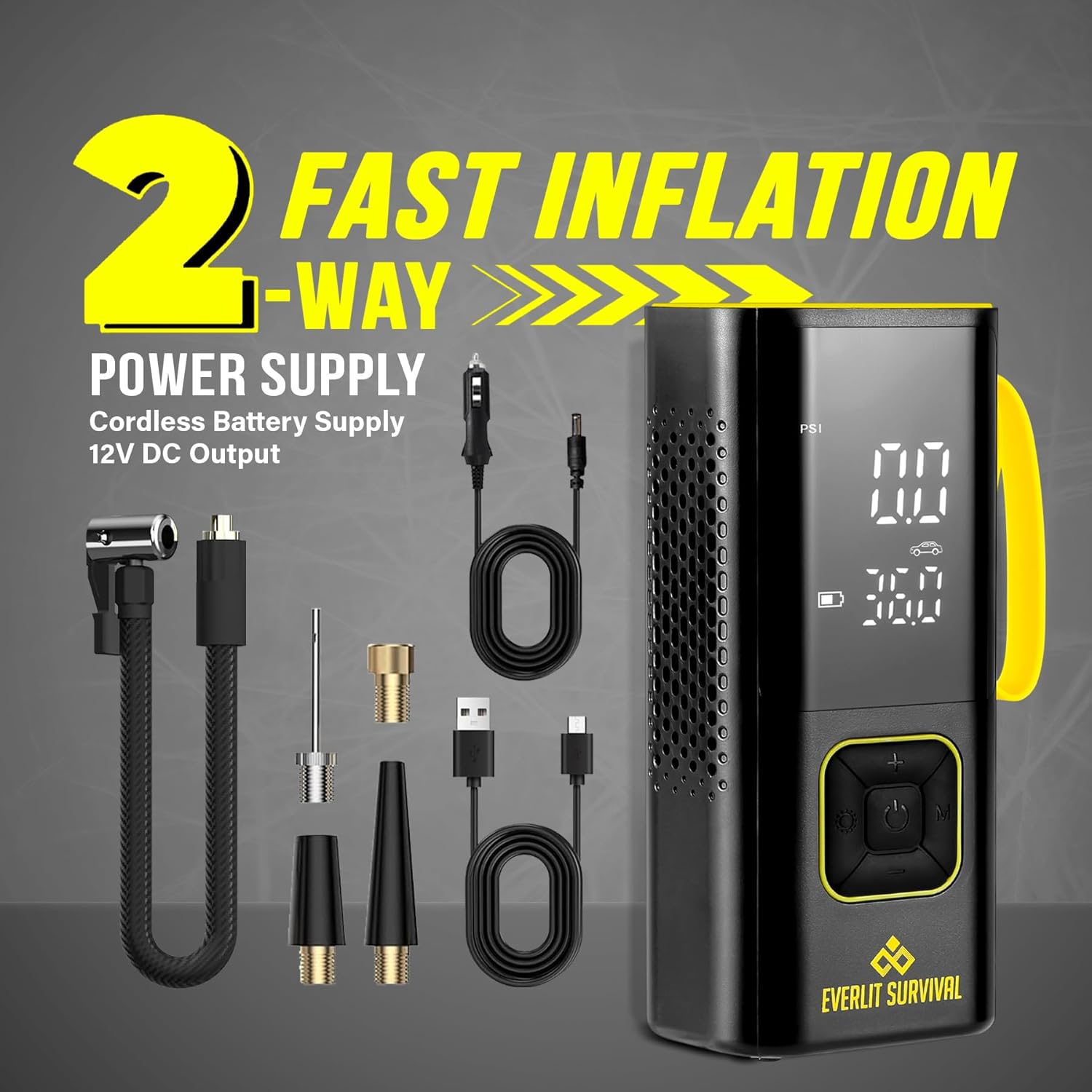 EVERLIT Tire Repair Kit with Air Compressor Universal Flat Tire Plugs Repair Punctures Roadside Emergency Assistance for Car Truck SUV Motorcycle ATV Tractor Trailer.