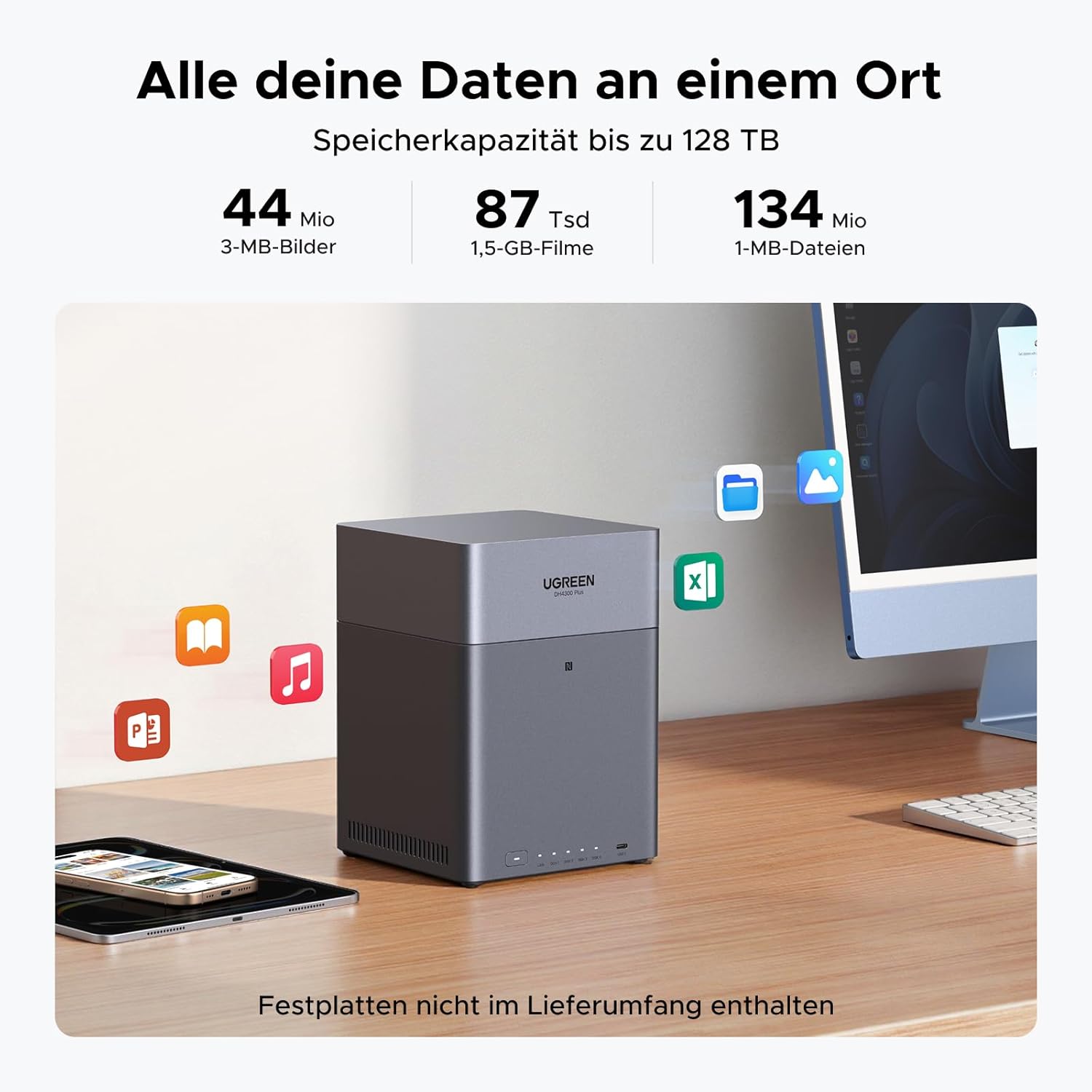 UGREEN NASync DH4300 Plus 4-Bay Desktop NAS 2.5GbE LAN Port 8GB