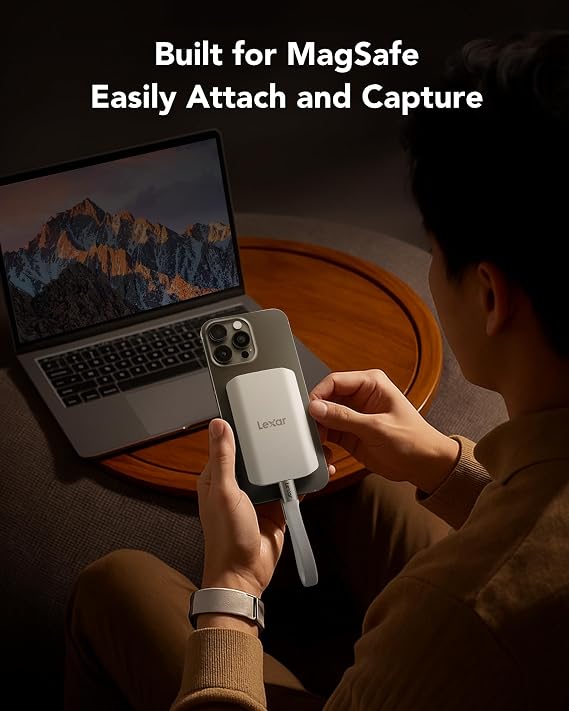 Lexar ES5 Portable SSD 4TB USB 3.2 Gen2x2 with up to 2000 MB/s Read and Write IP65 Protection Magsafe Phone SSD Supports Apple ProRes 4K (iPhone 15/16) Galaxy S25 8K Liquid Silicone Case
