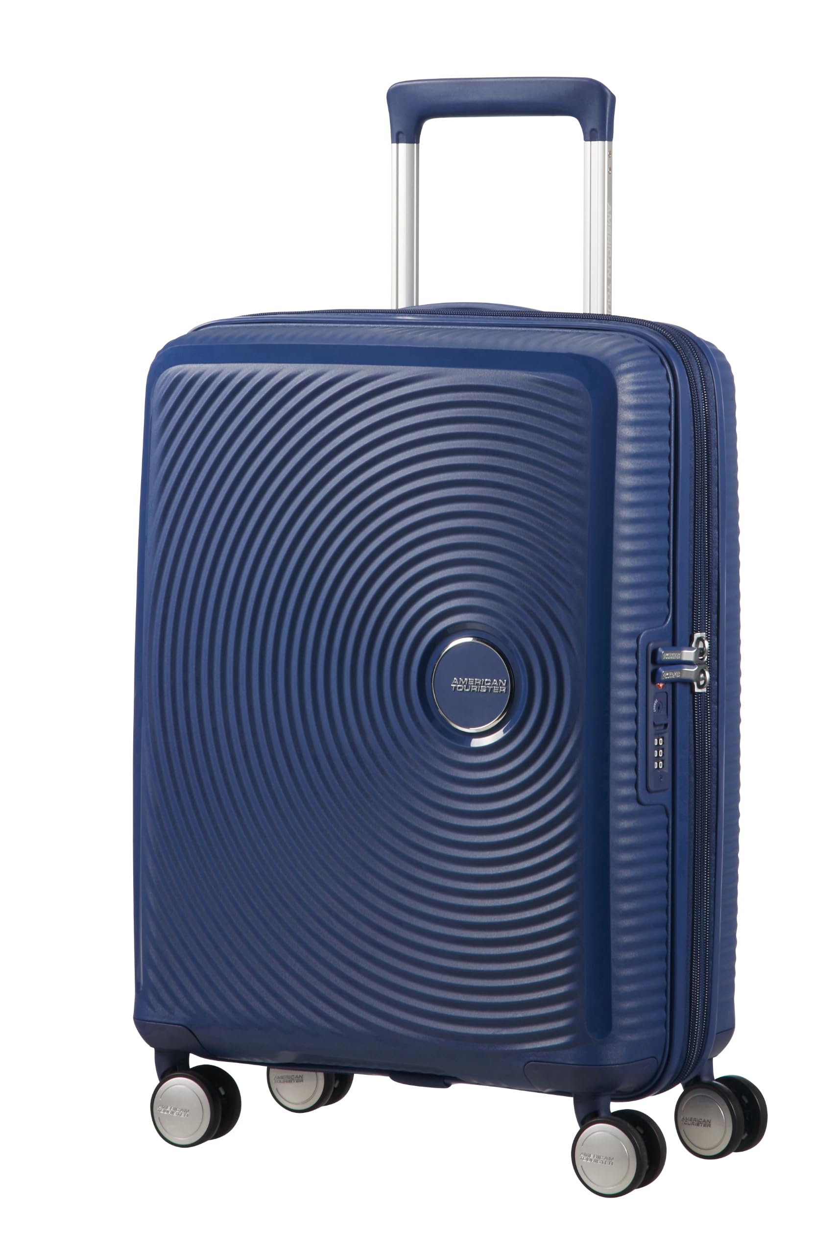 American Tourister Soundbox - Hand Luggage Suitcase 55 x 40 x 20/23 cm - Hard Shell Trolley Suitable for EasyJet - Expandable, Light, 4 Wheels & TSA Lock - 35.5/41 L - Blue (Midnight Navy)