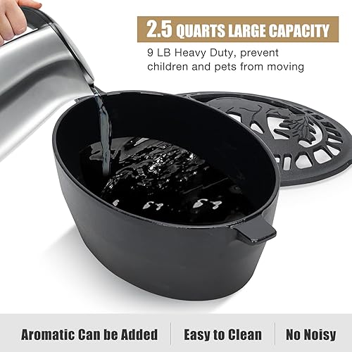 Miniatura 4 de MYFIREPLACEDIRECT Vaporizador de estufa de leña, humidificador de chimenea, olla decorativa de hierro fundido con patrón de oso para estufa de leña,