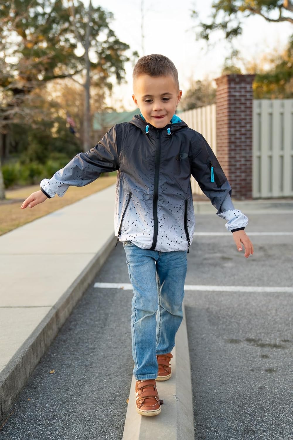 Rokka&Rolla Boys' Lightweight Water-Resistant Jersey-Lined Windbreaker Jacket