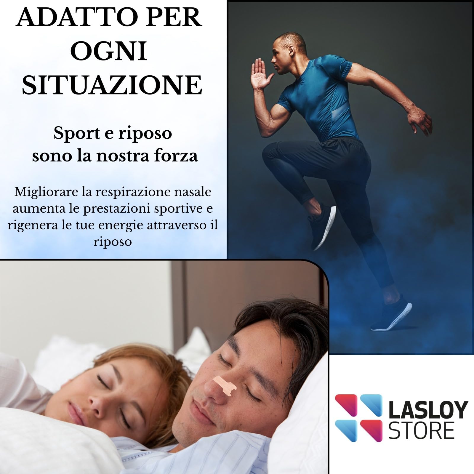 Cerotti Nasali, 50 pezzi Cerotti Nasali Antirussamento Facilita la respirazione, Riduce il Russare, Elimina la congestione nasale, Respira meglio durante l'attività fisica. Cerotti Nasali 66x19