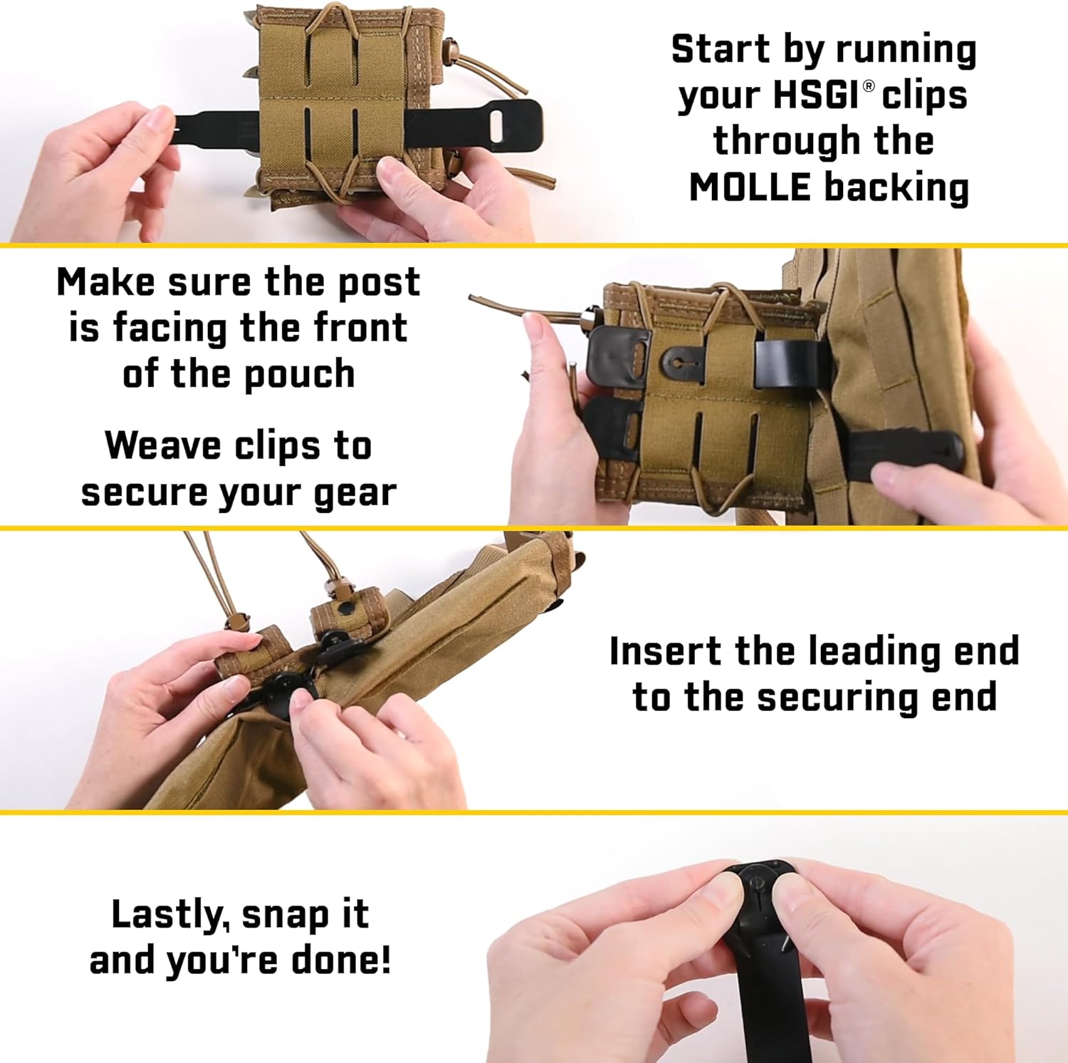High Speed Gear - Short Clips, Police Gear & Military Gear - Belt, PALS & MOLLE Clips (6 Pack)