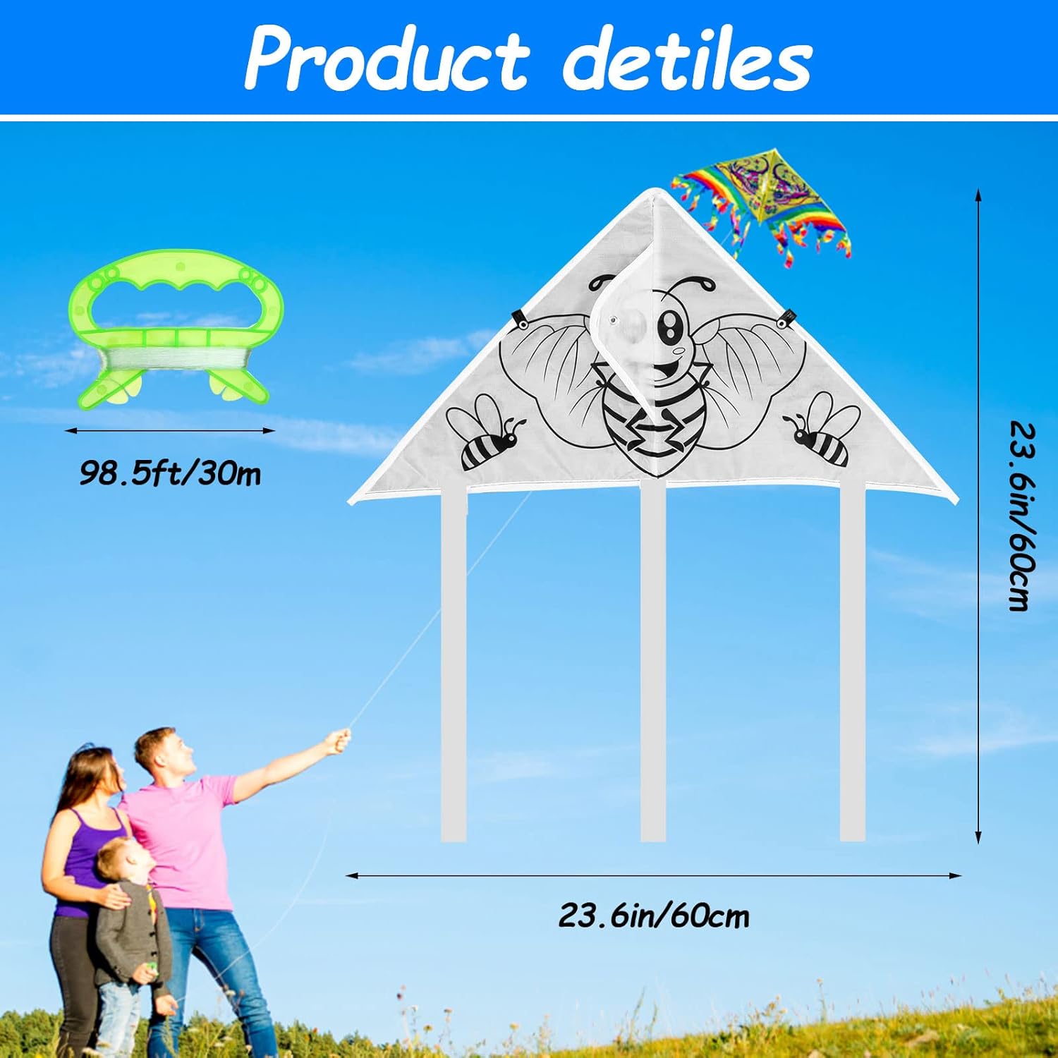 20 Pack DIY Coloring Kite Kit for Kids Pre-Printed Cartoon Animal Pattern Kites for Beginners Easy to Fly Kite Set with Line Handle for Birthday Party Favors School Craft