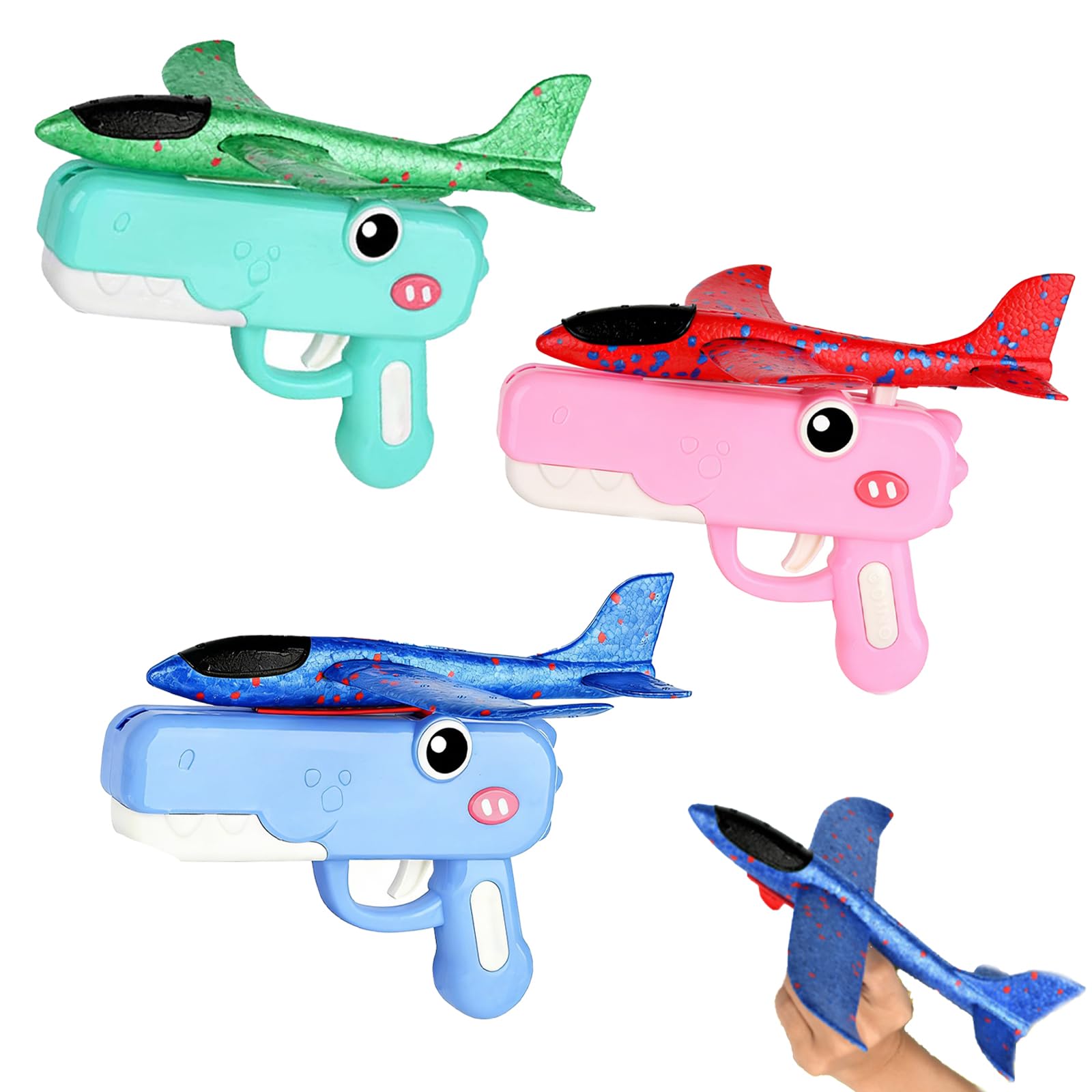 Generico Dinosaur Foam Glider Launcher Toy, Foam Glider Airplane Launcher Toy Dual Flight Modes, Fun Outdoor Flying Catapult Toy - Fun Birthday Gifts & Party Favors (3MIX)