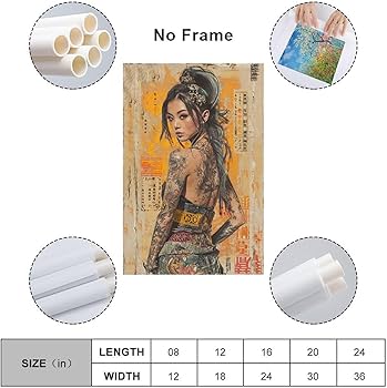 Amazon.co.jp: 入れ墨をする 刺青 ポスター 印刷 ポスター キャンバス