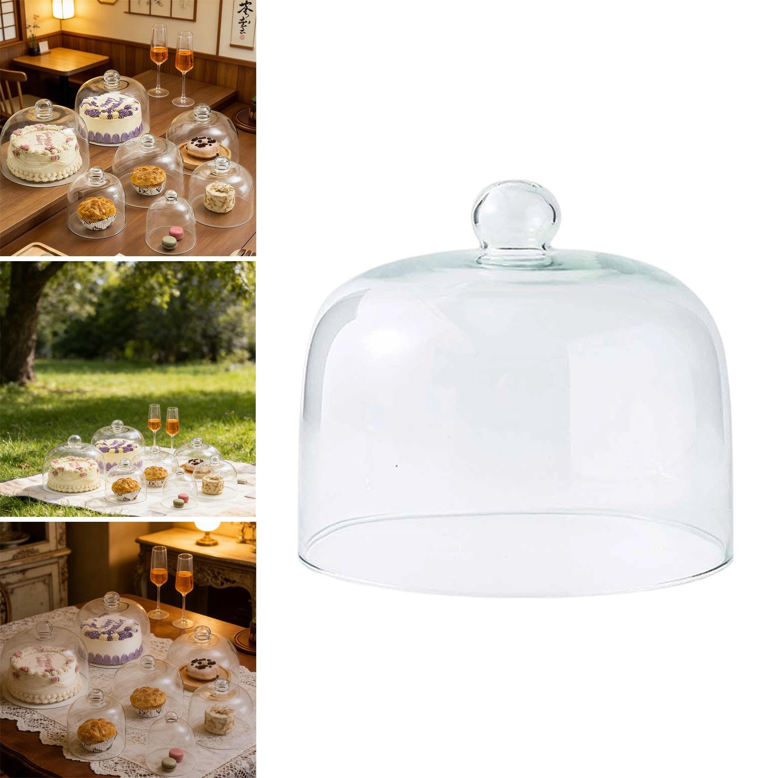 perfk Cloche à gâteau en Verre réutilisable et antipoussière, idéale pour présenter Un Dessert Lors d'un ou d'un Buffet de Fruits, 18cmx21cm