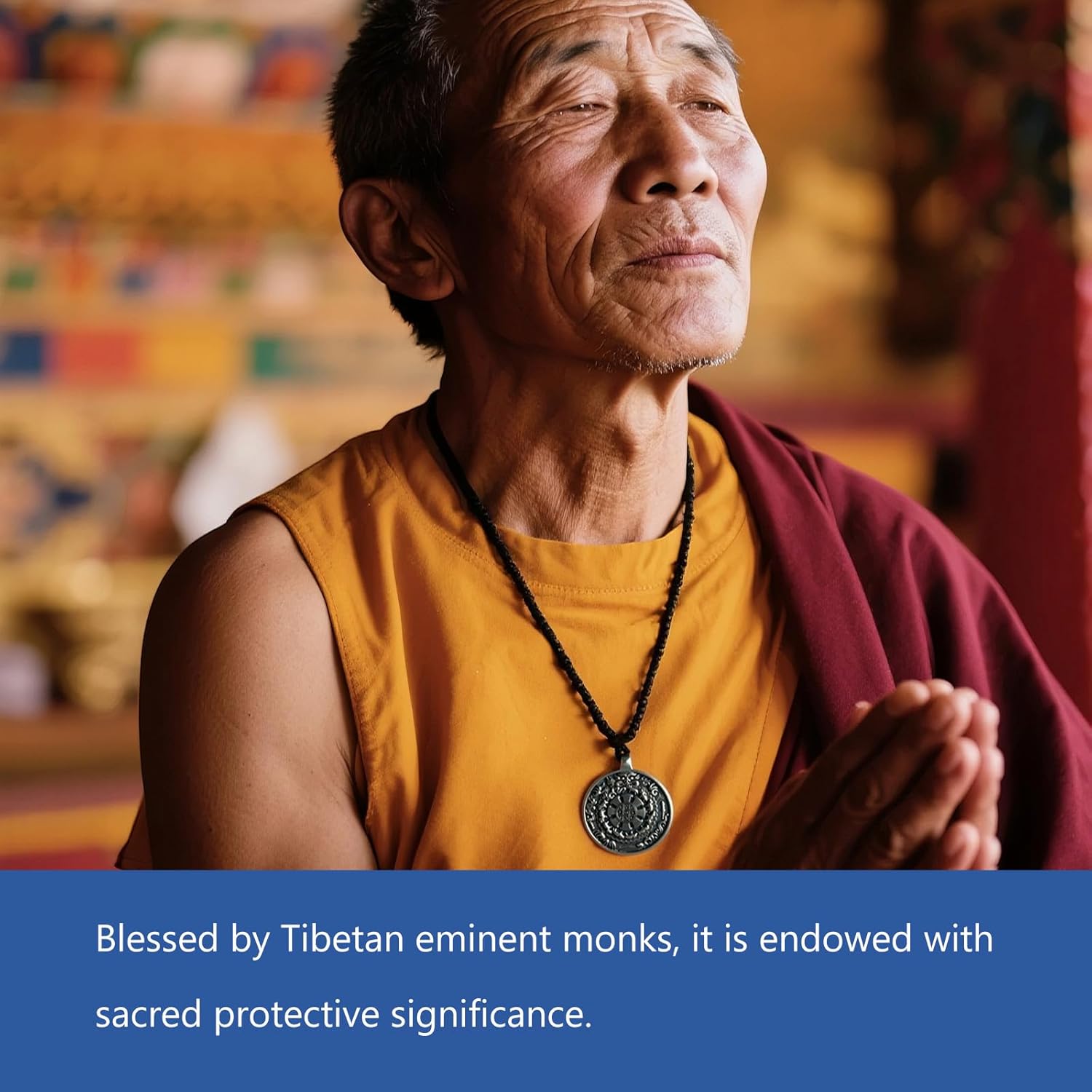 Tibetan Monk Blessed Handmade "Celestial Iron" Talisman Necklace with Protection, Safety, Peace, Anti-Anxiety for Men Women for Executives, Yoga, Travelers, Energy Healing- “Nine Palace Bagua" Himalayan Amulet for Car, Office, Meditation. Luxury Gift for Families in Christmas, Birthdays, Anniversaries...