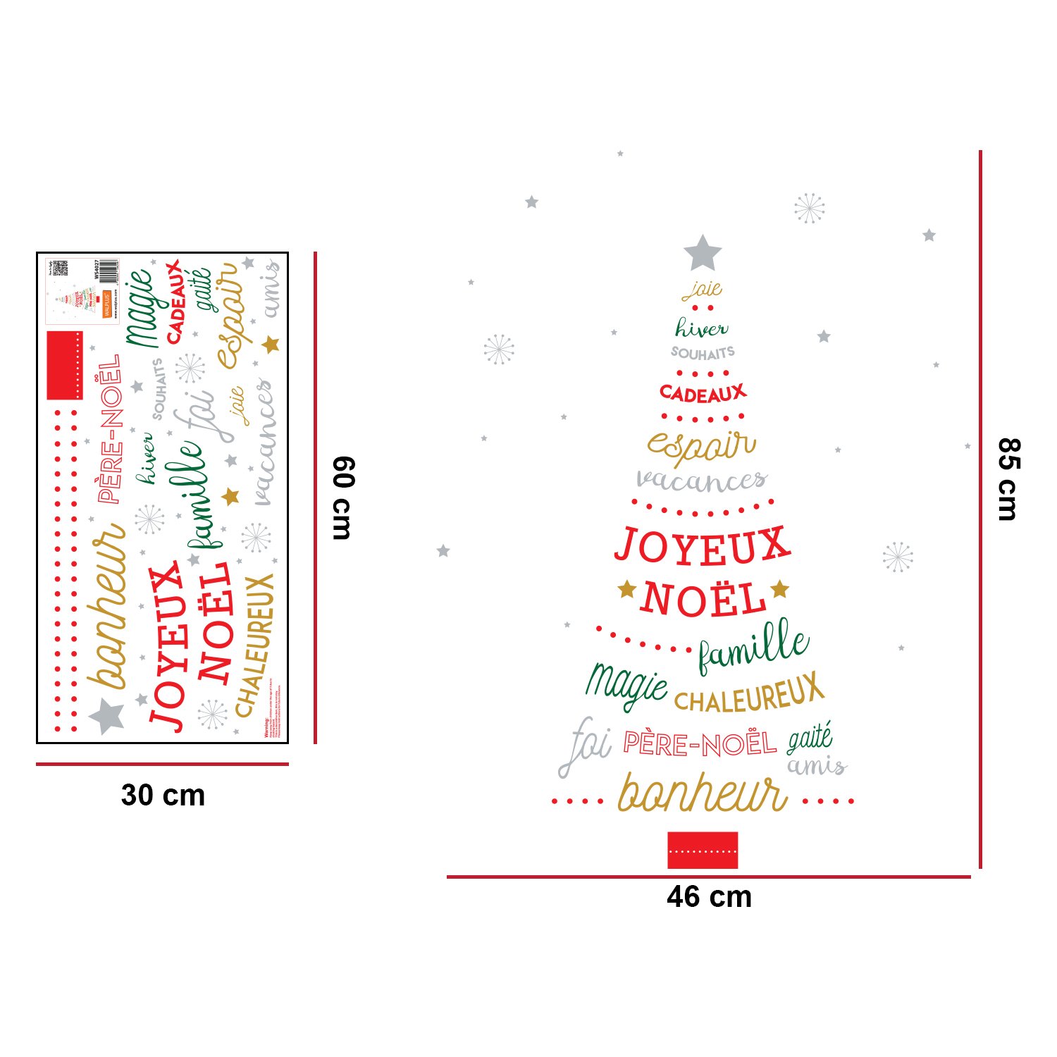Wallflexi Christmas Decorations Wall Stickers " French Quotes Christmas Tree " Wall Murals Decals living Room Children Nursery School Restaurant Cafe Hotel Home Office Décor - Image 3