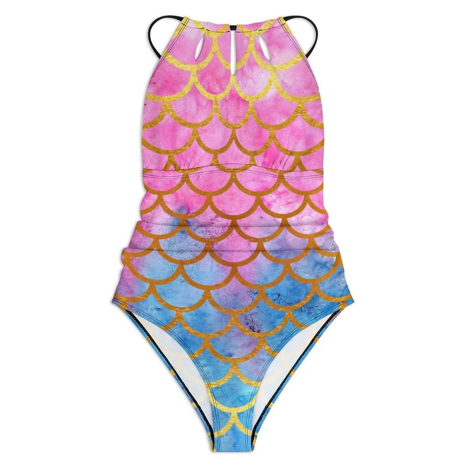 Meerjungfrauenflosse Damen Einteilige Badeanzug Bademode Bauchweg Swimsuit Schwimmanzug Tankini