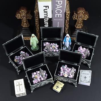 Rosary Beads Catholic With Rose Jewelry Box, Polymer Clay Rose Necklace With Vintage Metal Box, Confirmation Gifts for Christian Women