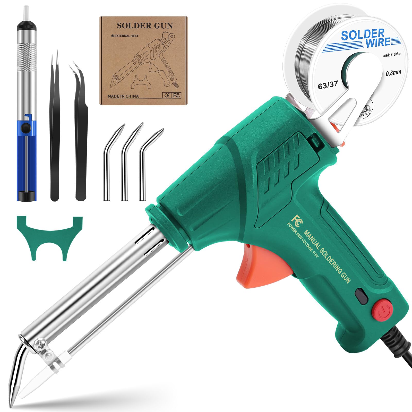 Photo 1 of Electric Soldering Iron Welding Kit - 110V 60W Automatic One-handed Soldering Gun Kit Hand Soldering Tools Solder Gun for Electronic Repair Soldering Circuit Board Home DIY G10 Green