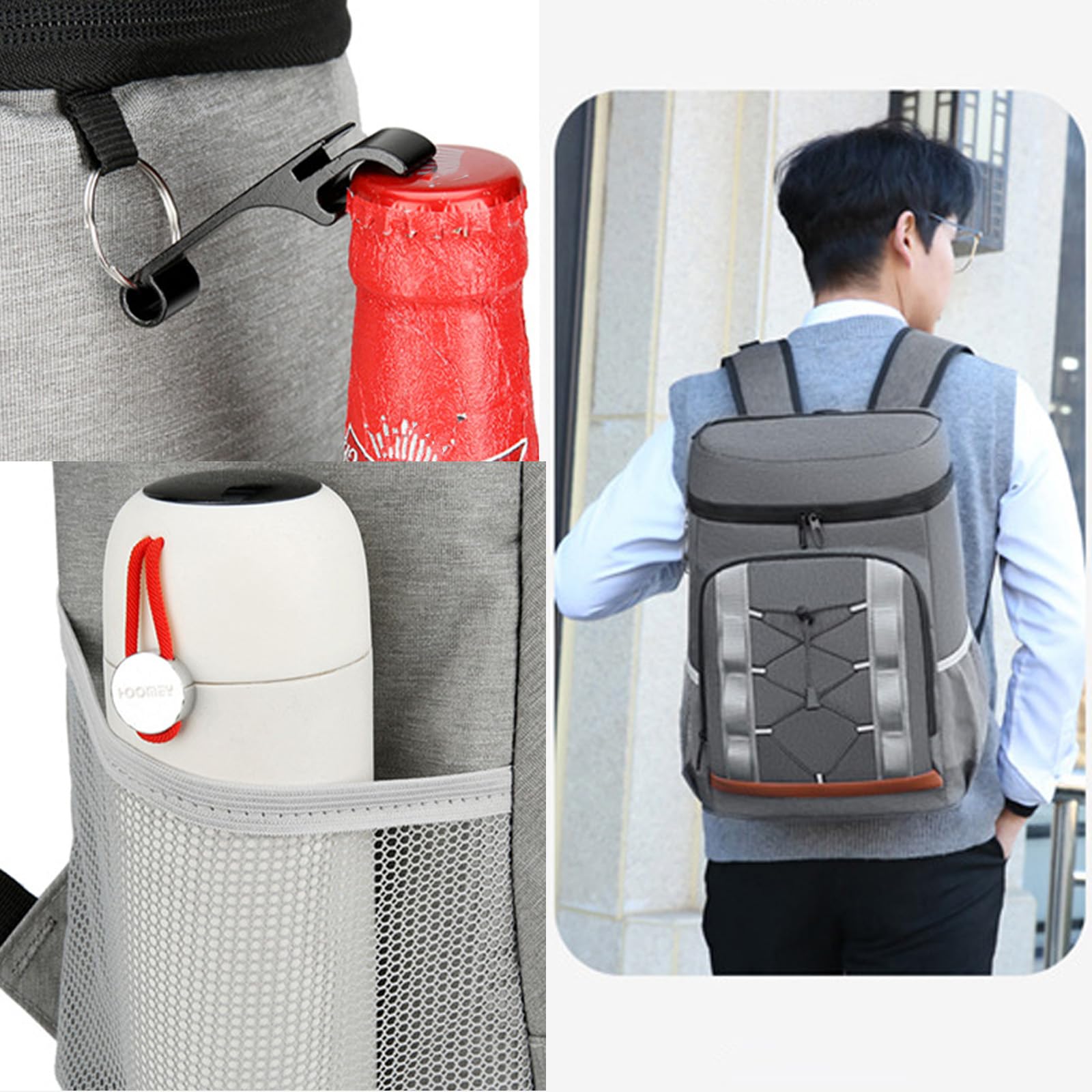 Zaino termico termico da 30 l, grande capacità, per picnic, picnic, spiaggia, campeggio, colore nero
