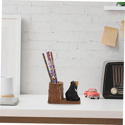 Miniatura 7 de TEHAUX 3 soportes para lápices de oso negro para escritorio, lindo adorno de escritorio, organizador de bolígrafos para escritorio, oficina, soporte