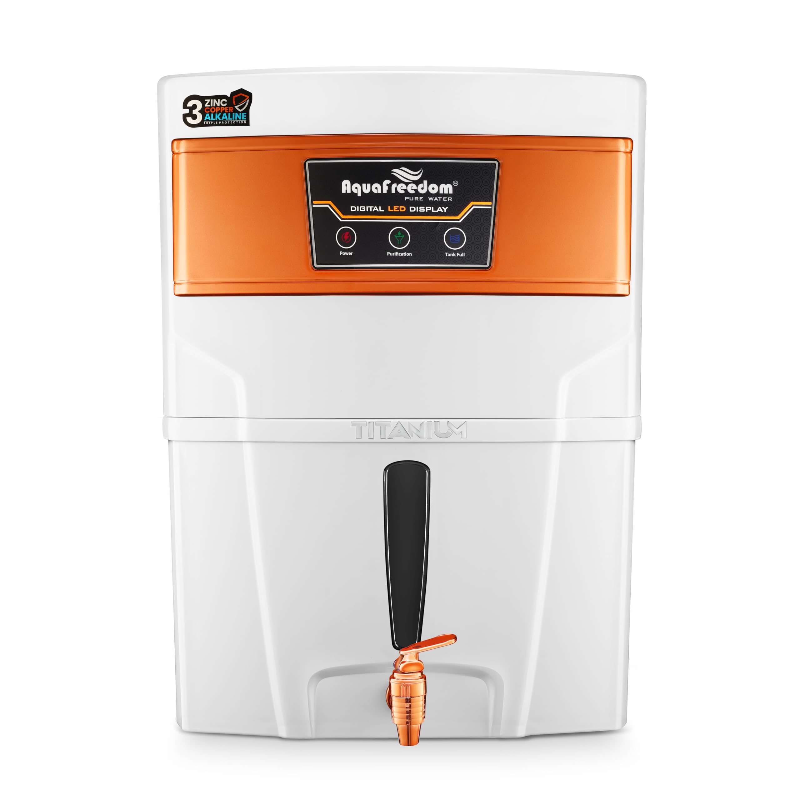 titanium white copper ro+copper+uv+uf+tds+alkaline+zinc 10 stages of purify 12l water purifier suitable for fully automatic ro home and office (1 year warranty on motor & smps)