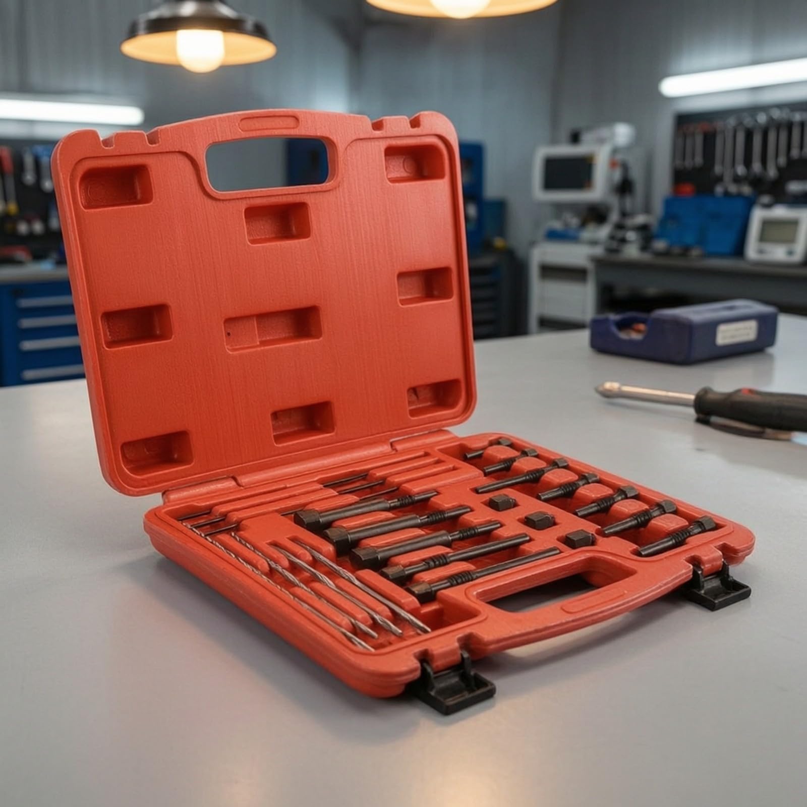 22 Pezzi Estrattore Candelette | Alloggiamenti Interni Sagomati, Professionale, Set di Estrazione, per Officina, Meccanici, Rosso