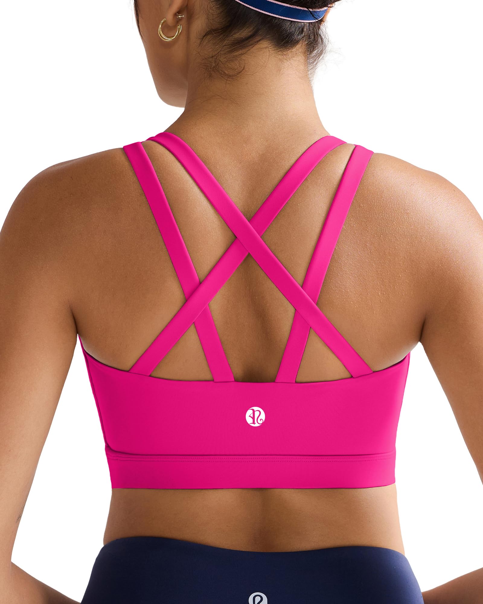 RUNNING GIRL Sports Bra for Women,Molded Cup Strappy Running High Impact Sports Bra with Sewn in Pads