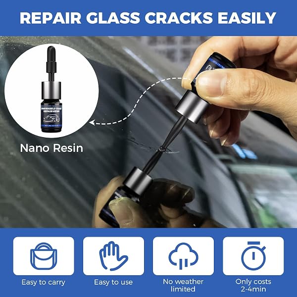 NASILOOP Windshield Repair kit, Quick and Efficiency Glass Repair Fluid, Car Windshield Crack Repair Resin Kit for Fixing Chips, Bulls-Eye, Cracks and Star-Shape Cack-2 Pack - 5