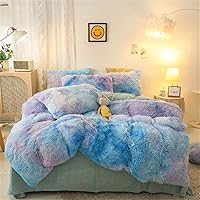 Vista 10 de Juego de funda de edredón de piel sintética ultra suave, color beige, tamaño matrimonial, juego de ropa de cama de 3 piezas