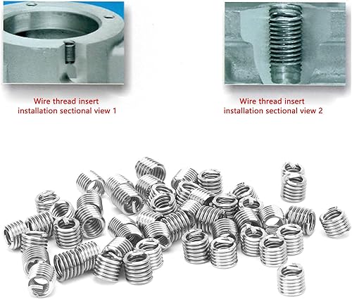 Miniatura 4 de Juego de 50 piezas de inserción de rosca de alambre, acero inoxidable 304 NPT UNC 14 pulgadas20 x 1-3D Tornillos Surtido de Manguitos de Tipo