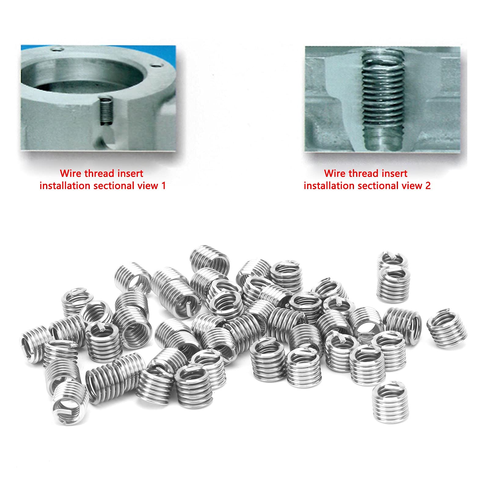 Helical Screw Thread Inserts 50pcs Wire Thread Insert Set Stainless ...