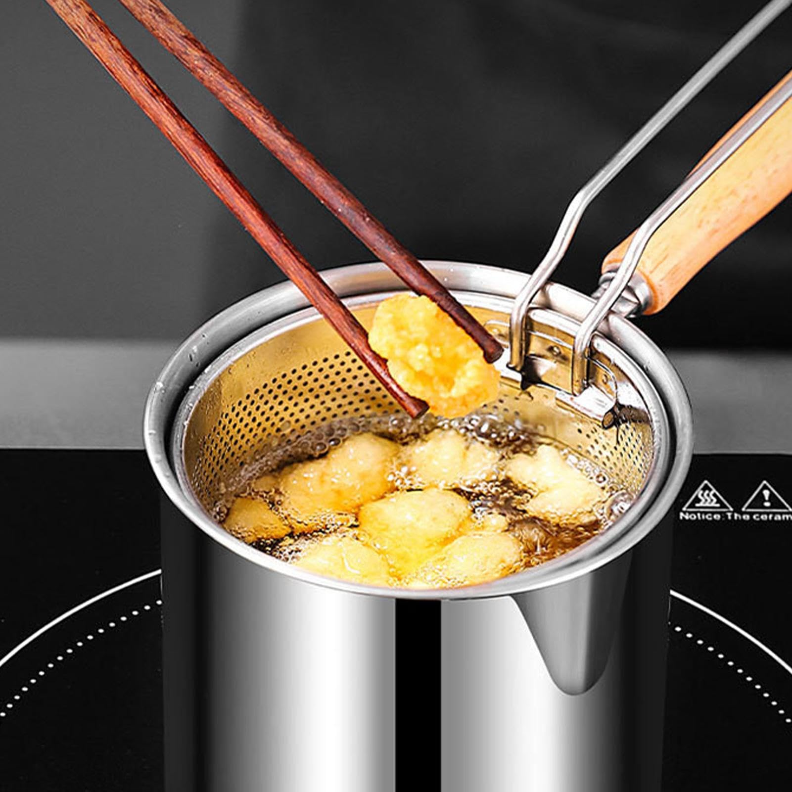 Stainless Steel Oil Filter Vaso, 2 in 1 Oil Strainer Fryer, Ampia Capacity Oil Vaso, Filtro Grease Contenitore, Kitchen Oil Filter Vaso, Stainless Oil Strainer, Filter per Frying and Cooking