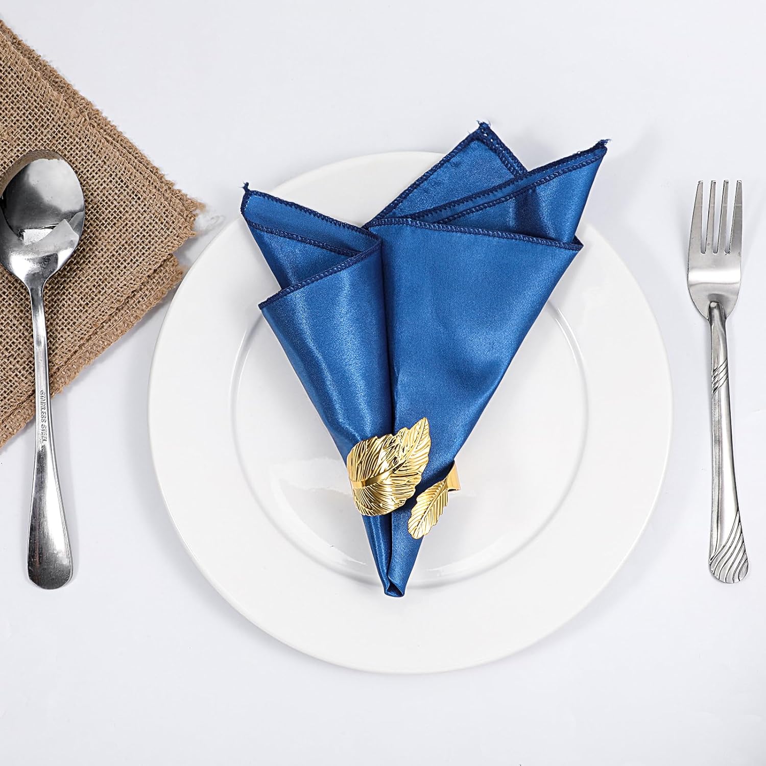 100 Pcs Gold Leaf Napkin Rings, Gold Wedding Napkin Rings Bulk Durable Metal Leaf Shaped Table Decor for Wedding, Party, Celebrations, Thanksgiving, Christmas, Table Decorations, Gifts