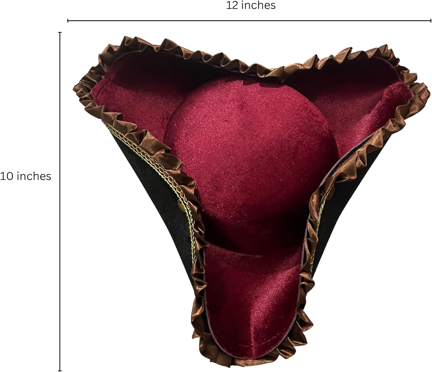 Deluxe Maroon Pirate Hat, One Size, Unisex, Lightweight, Polyester, Costume Hat, Perfect for Halloween, Parties, Cosplay - Image 4