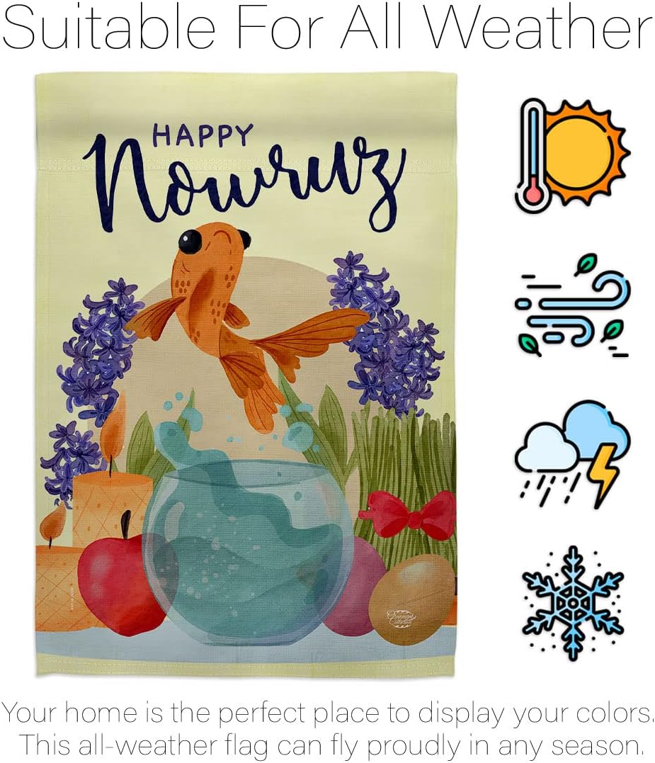 Happy Nowruz Dorm Decor Banner Wall Art Flag Pole Patio Lawn Garden Room Decorations Indoor Outdoor Tapestry Yard Signs Celebration Persian New Year Christian Religion Day Holiday Made in USA