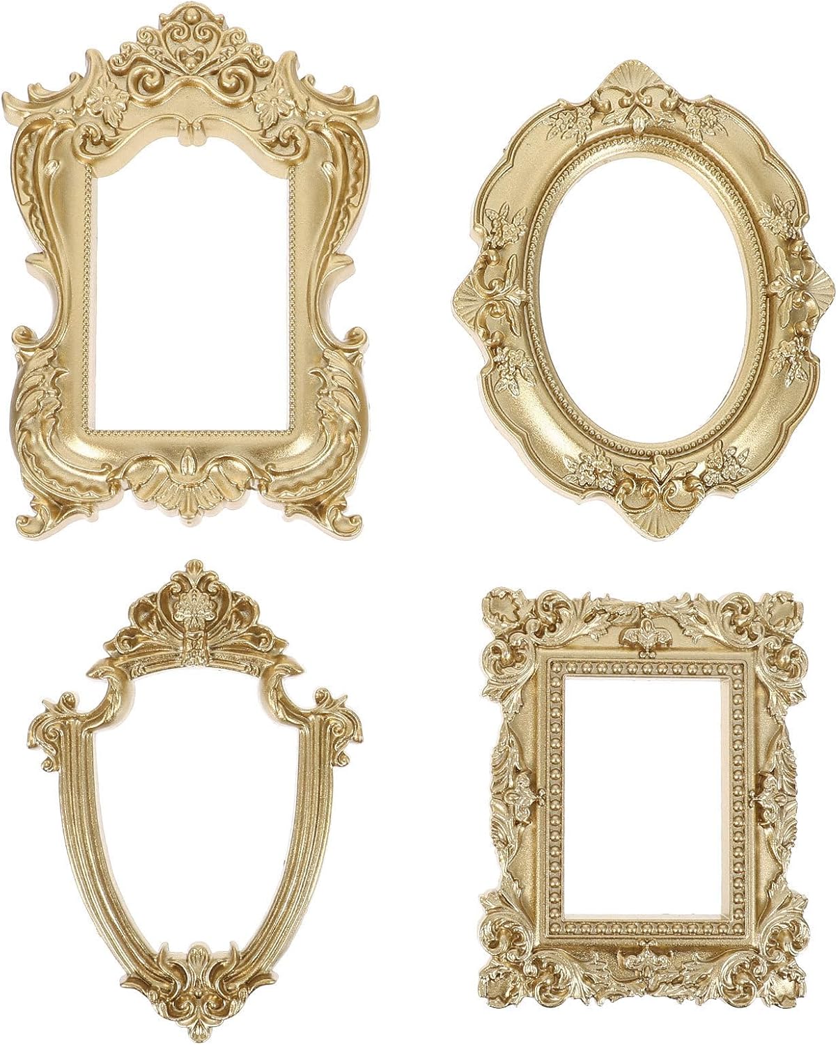 ABOOFAN 4pcs Vintage European Mini Photo Frame Resin Gold Decor