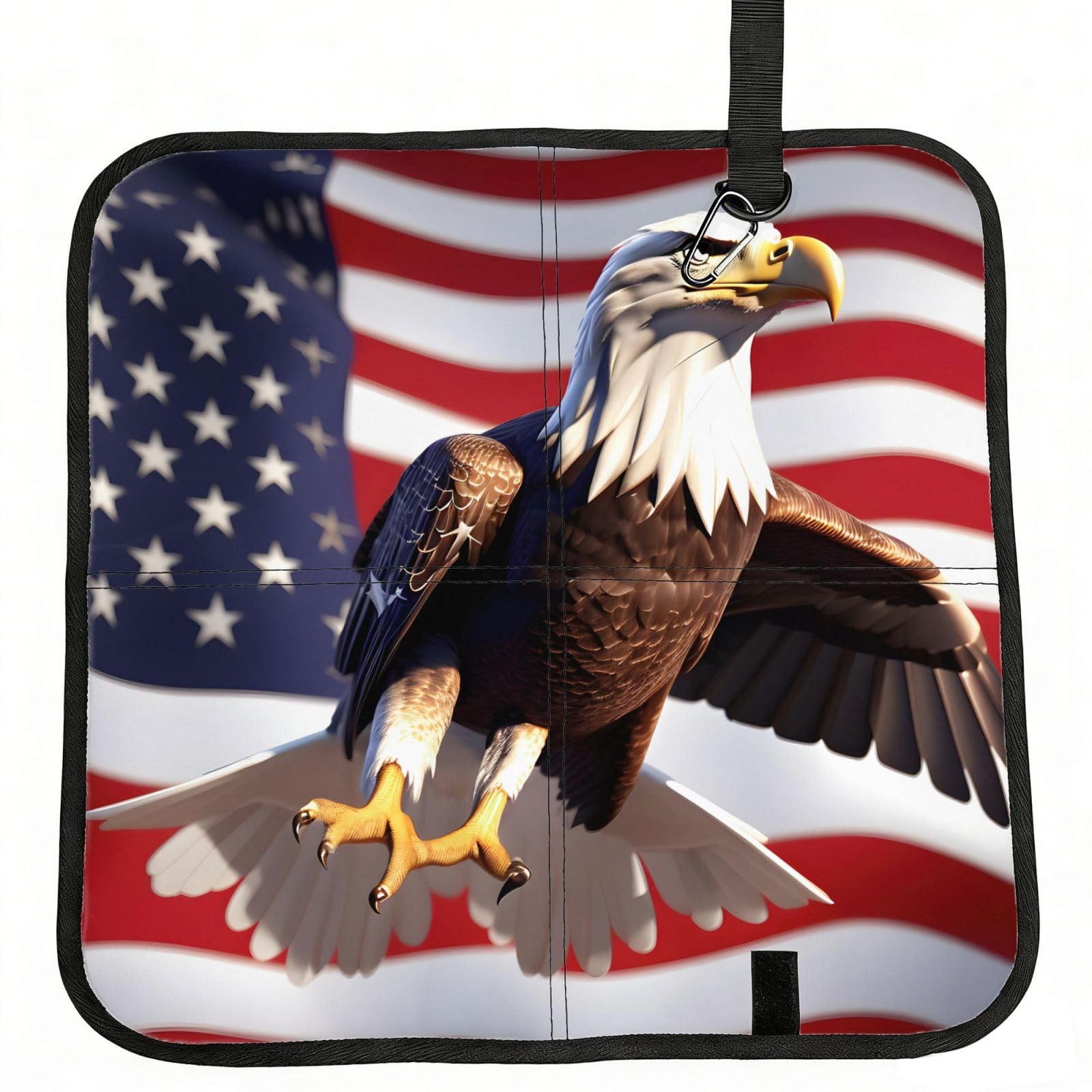 NImongt Bald Eagle With American Flag Print Portable Chair Pad Foldable Seat Cushion Outdoor Seating Office Picnic Camping