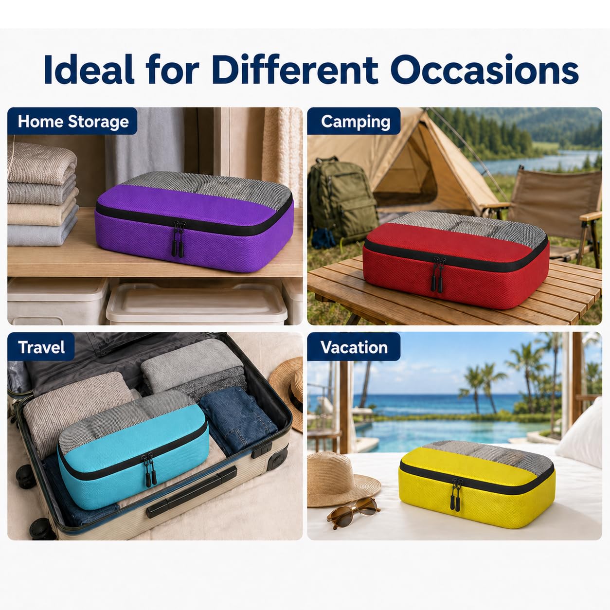 5 Stk. Packing Cubes für Reisen, 12,2 x 10,2 x 3,9 Zoll Reise Gepäck Organizer Taschen mit Mesh Fenster, leichte Koffer Aufbewahrungstaschen mit Griff für Kleidung, Pflegeartikel, Zubehör