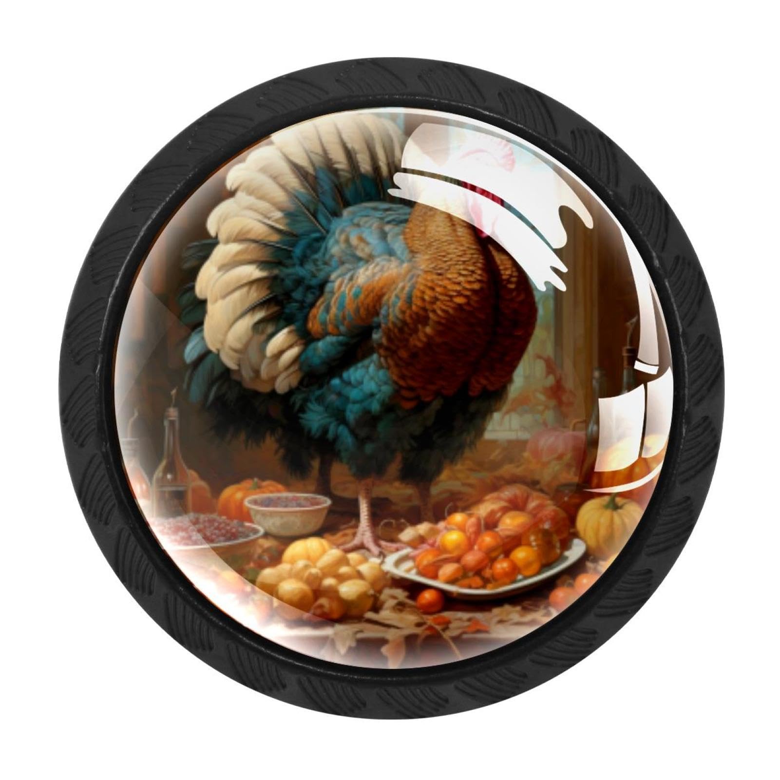CHENZZZZ 4 Pack Cabinet Handles Black Thanksgiving Turkey Cabinet Knobs Draw