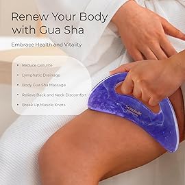 Scienlodic Gua Sha Massage Tool with Handle (Resin) Larger Guasha Body Scraping Tool for Back Legs Neck Massage, Lymphatic Drainage, Cellulite Remove - Large Light Purple