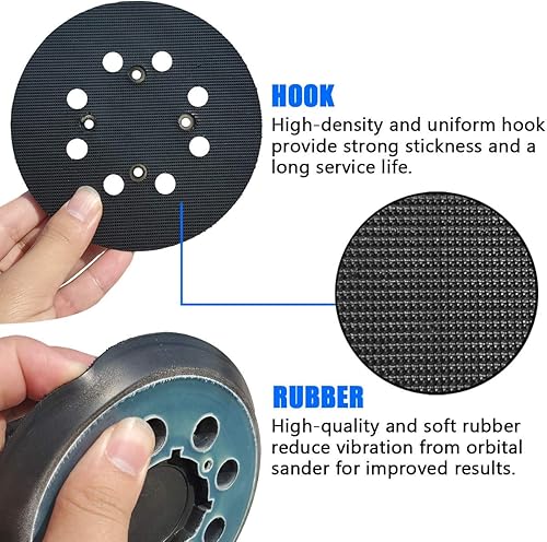 Miniatura 4 de Almohadilla lijadora de 5 pulgadas para lijadora orbital aleatoria DeWalt DWE64236423K, DWE64216421K, DCW210B - Almohadilla de repuesto para