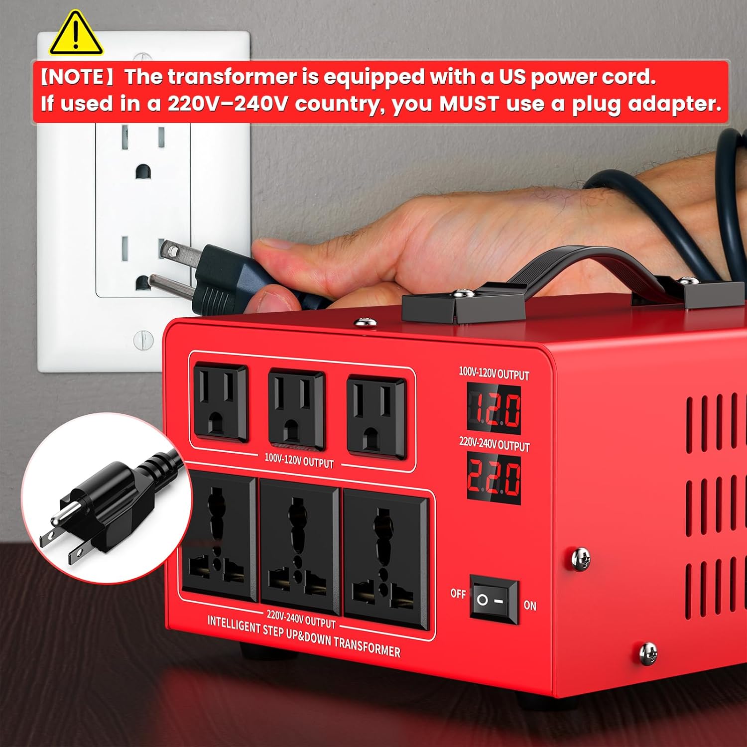 OLTEANP 3000W Voltage Converter with US plug and wall outlet